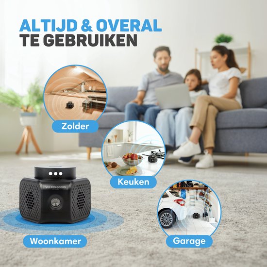 Vulpes Goods Ultraschall Schädlingsabwehr – Repeller gegen Mäuse, Ratten & Insekten – 4 Modi – LED – Schwarz