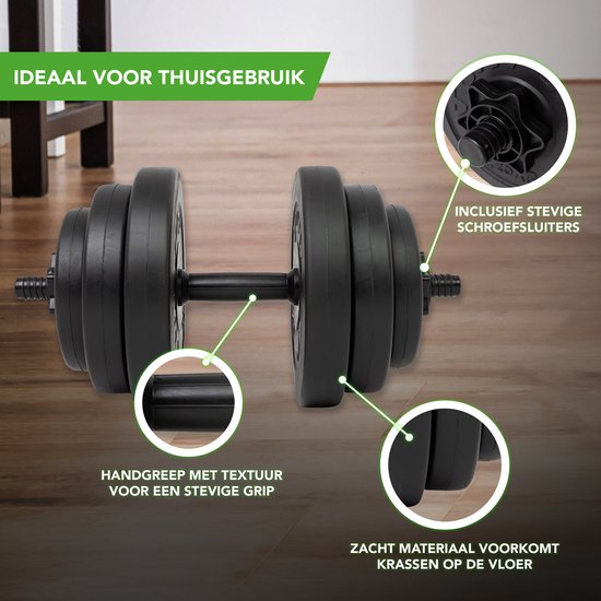 Tunturi Hanteln - Hantelset - Hantelset - 2 Stück - Insgesamt 28kg - Schwarz - Vinyl - inkl. kostenloser Fitness-App