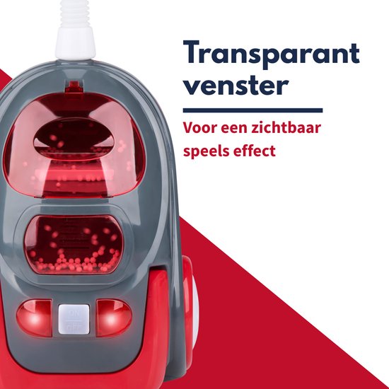 Dirt Devil Spielzeugstaubsauger mit Schlauch – mit Soundeffekten und wirbelnden Partikeln – kabelloses Reinigungsspielzeug für Jungen und Mädchen ab 3 Jahren – 88 x 15 x 12,5 cm – Rot/Grau