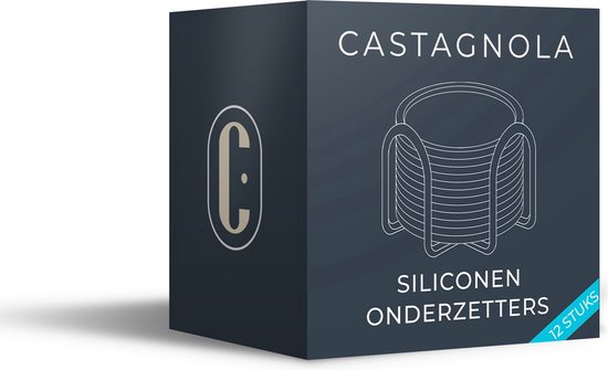 Castagnola Silikon-Untersetzer - Untersetzer für Gläser - Design-Untersetzer mit Halter - Untersetzer-Set - Anti-Rutsch - 12er-Set - Beige