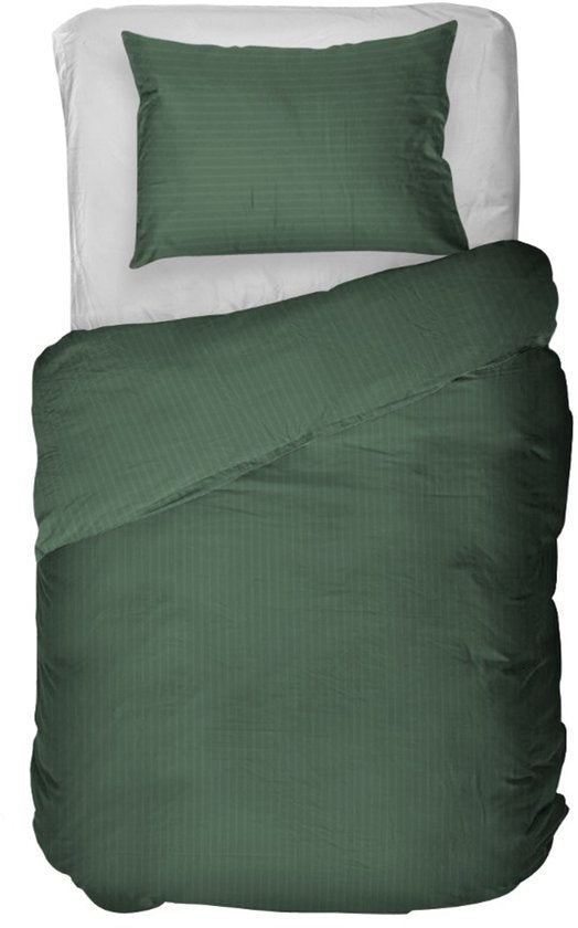 Kayori Elin Bettbezug aus Baumwollsatin – 240 x 200–220 cm + 2 Kissenbezüge – Einzelbetten – Dunkelgrün