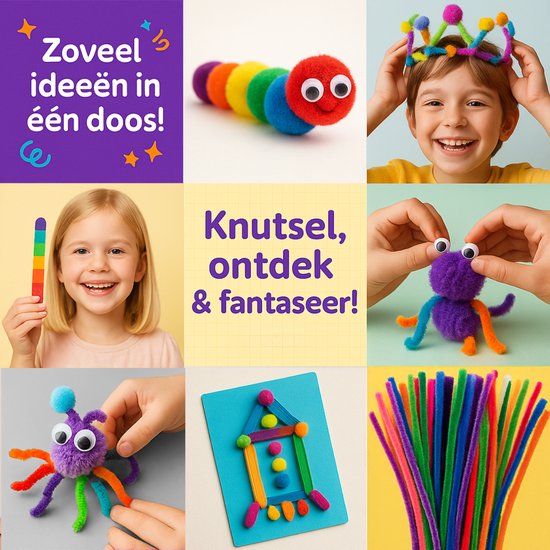 Vaive Bastelset 905-teilig - Basteln Mädchen & Jungen - Perlen, Federn, Pompons & Wackelaugen - Bastelkoffer - Bastelbedarf - Bastelsets