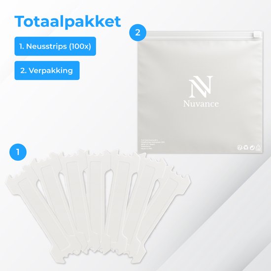 Nuvance Nasalstrips 100 Stück - Nasenpflaster - Transparent - Anti-Schnarch-Pflaster - Nasenspreizer - Schnarchen - Besser atmen
