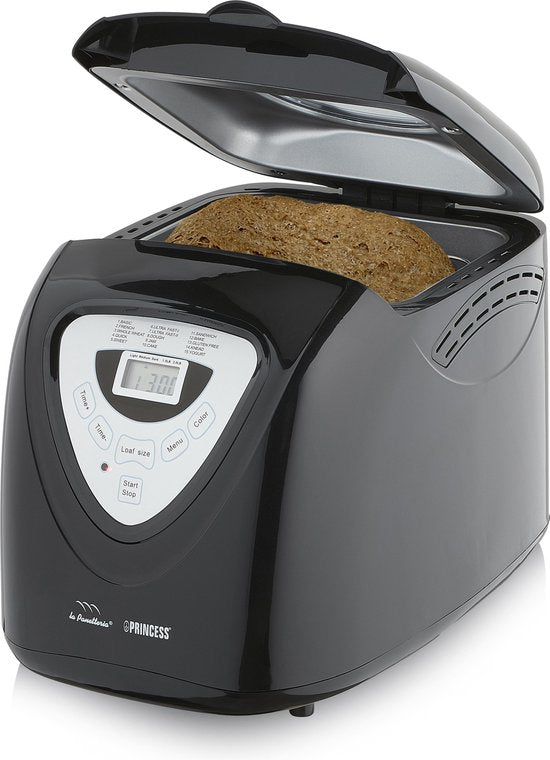 Princess Brotbackautomat 152009 - Timer - Digitalanzeige - 15 Backprogramme - Glutenfrei-Programm - 900 Gr - 600 Watt - Schwarz/Silber