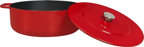 Combekk Gusseisen-Bratpfanne Ø 28 cm – 100 % recycelt – PFAS-frei – für Induktionsherde geeignet – 5,3 l – rot