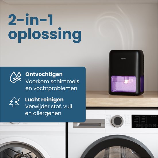 Auronic Dehumidifier Mini - geeignet für Wohnzimmer, Büro, Schlafzimmer, Babyzimmer und mehr - geräuschlos - Schwarz