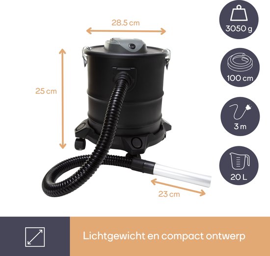 Perel Aschesauger, HEPA-Filter, Gebläsefunktion, 1200 W, 20 l
