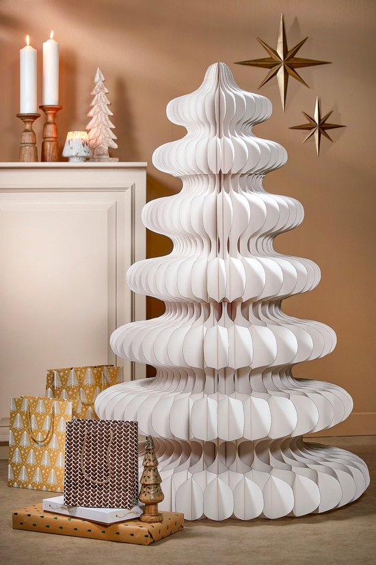 House of Seasons Dekoration Weihnachtsbaum - H152 x Ø104 cm - Papier - FSC Mix - Weiß