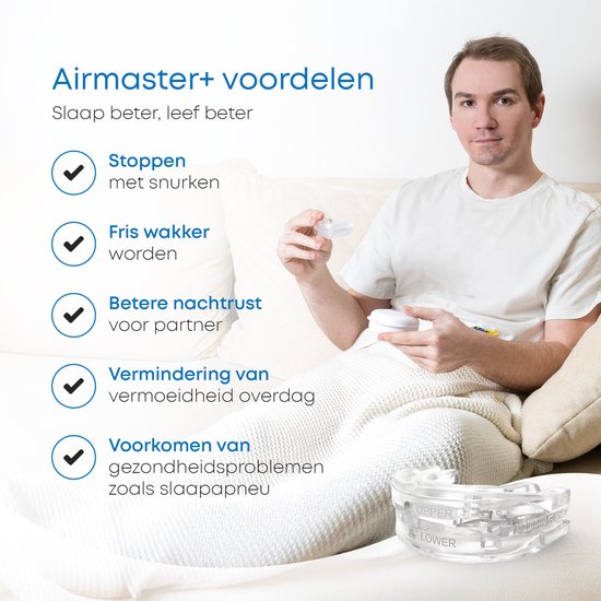 Anti-Schnarch-Bandage - PRO+ - Inkl. Box & Ebook - Verstellbar - Für eine gute Nachtruhe - Zahn-Bonbon - Zahn-Bonbon - Transparent BPA frei - Alyze