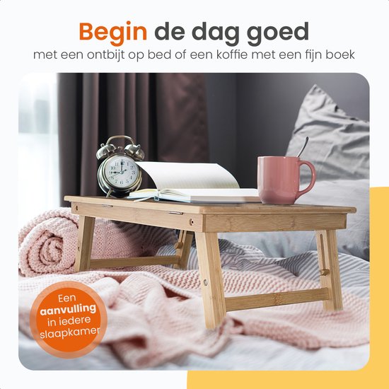 Goliving Laptop-Tisch - Ausklappbar auf 39 cm Höhe - Verstellbare & klappbare Arbeitsfläche - Ergonomischer Laptop-Tisch - Bank-Tisch - Bett-Tisch - Laptop-Ständer - Holz