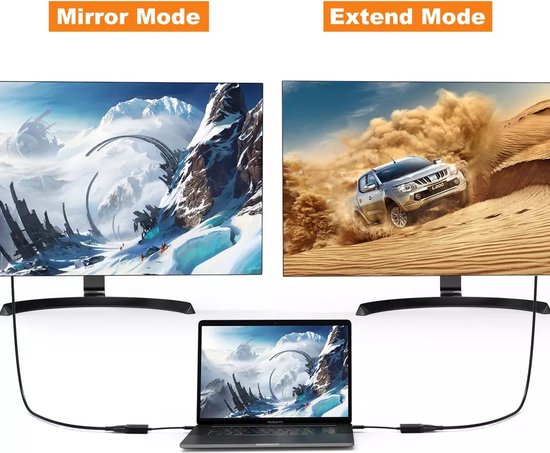 Techvavo® USB C zu VGA Adapter - USB C zu VGA - Full HD 1080P - Stecker zu Buchse - Schwarz