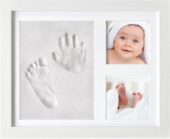 Frummel Baby Bilderrahmen mit Lehmabdruck (Gipsabdruck Baby) - Besser als Gipsabdruck - Lehmabdruck Baby Fuß und Hand - Mutterschaftsgeschenk Mädchen / Mutterschaftsgeschenk Junge - Baby Shower