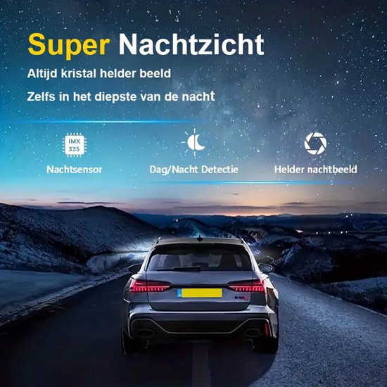 Tech Essentials® Dual Dashcam S1-Wifi für Auto - Mit Rückfahrkamera Universal - Full HD - Mit 64GB Micro SD Karte - Mit Nachtsicht - APP | Vorne und hinten