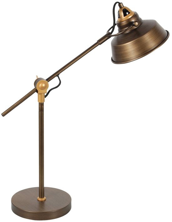 Industrielle Tischlampe „Nove 1321BR“ aus Bronze von Mexlite, 67 cm hoch, mit E27-Fassung und schwenk- und neigbarem Design, ideal für den Innenbereich