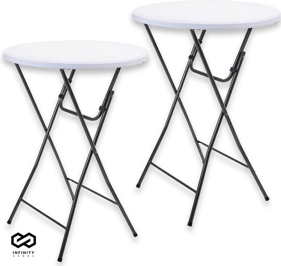 Infinity Goods 2 stabile Tische - Partytisch - stabil und wetterfest - klappbar - 80cm x 110cm - Party - Weiß/Grau