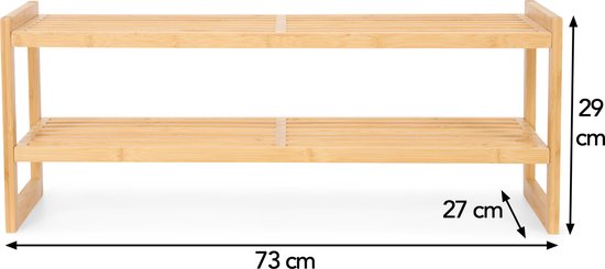 Brixy Schuhregal - 2 Lagen - Bambus-Schuhregal - Schuhschrank - für 9 Paar Schuhe - Holz