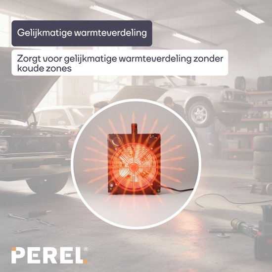 Perel Elektrischer Heizlüfter 3300W mit Thermostat und Kühlmodus, IP24 Überhitzungsschutz, kompakter tragbarer Heizer für Werkstatt, Garage, Schuppen oder Industrieraum