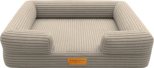 By Cee Cee Orthopädischer Hundekorb - Orthopädisches Hundekissen - Hundebett - Gerippter Stoff - Für kleine Hunde - Mocha Taupe - 80x55
