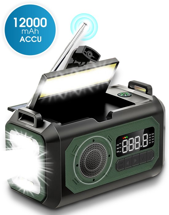Novalance Emergency Radio - Solar Rewindable 12,000mAh - MODELL 2025 - Solar-Powerbank - Survival Emergency Kit - Taschenlampe - Notfall-Kit - Notfall-Ration - Radio