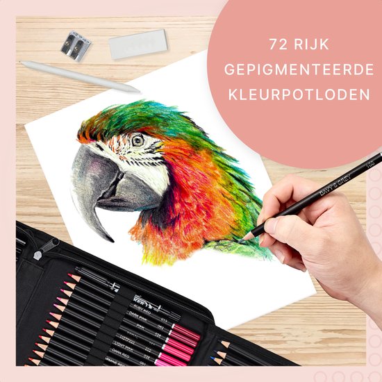 S.old Buntstifte - Bleistiftset - Skizzenstifte - Zeichenset 97-teilig - Kohlezeichnung - Inkl. Radiergummi Bleistiftspitzer & Etui