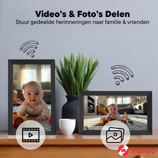 Denver Digitaler Bilderrahmen 15,6 Zoll – XL – Full HD – Frameo-App – Fotorahmen – Digitaler Kalender – WLAN – 32 GB – IPS-Touchscreen – PFF1504