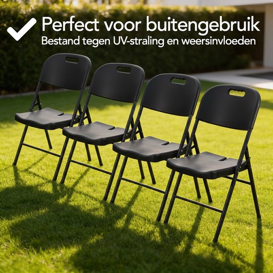 Brixy Klappstühle - 4er-Set - Klappstuhl-Set - Heavy Duty - Wetterfest - Klappstühle - 47 x 54 x 87 CM - Schwarz