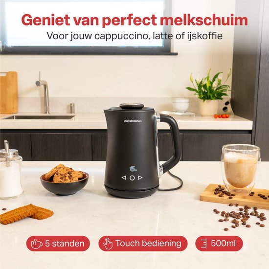 AoraKitchen Elektro-Milchaufschäumer - 5-in-1 - Milchaufschäumer - 500ML - Touch - Milchaufschäumer