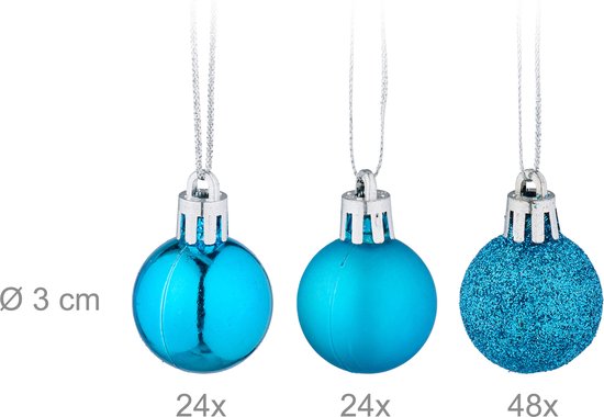 Weihnachtskugeln Set 96 Stück - Kunststoff - 3 cm - matt - glänzend - glitzernd - petrol