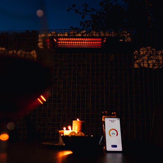 Sunred - Triangle - Dark line - Schwarz - Wandmodell - Terrassenheizung - Carbon rose gold technology - 2500 W - ECO - 9 Einstellungen - Fernbedienbar - SMART - APP - Timer - Elektroheizung - SMART heater - SLIMME heater