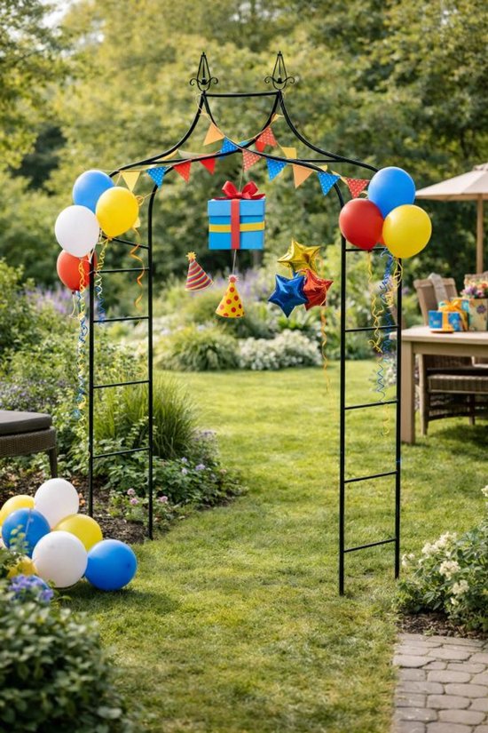 Ceruzo Rosenbogen 255 cm - Gartenbogen aus Metall - Kletterhilfe - Partybogen - Dunkelgrün