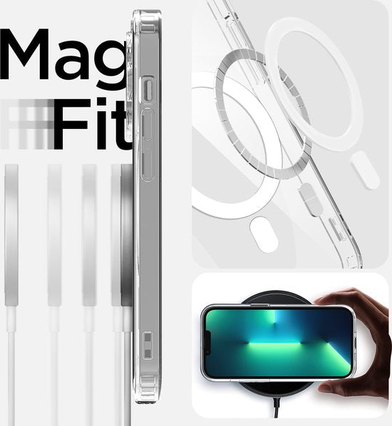 Podec Magsafe Case Passend für iPhone 13 Pro - Mit 3x Bildschirmschutz + 3x Kameraschutz - Magnetisch mit Ring Transparent - Handytasche Transparentes Case