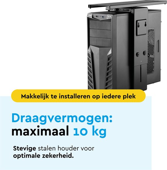 BRASQ Universal CPU-Halterung - Verstellbar - 360-Grad-Drehung - Kapazität 10 KG - 53x18x22 cm (LxBxH) - Schwarz