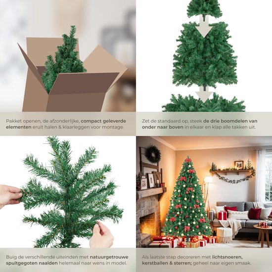 tectake Künstlicher Weihnachtsbaum - Geschlossener künstlicher Weihnachtsbaum mit biegsamen Tannenzweigen und Stahlständer - 230 cm, 1346 Nadeln - Grün, ideal für Weihnachtsdekorationen