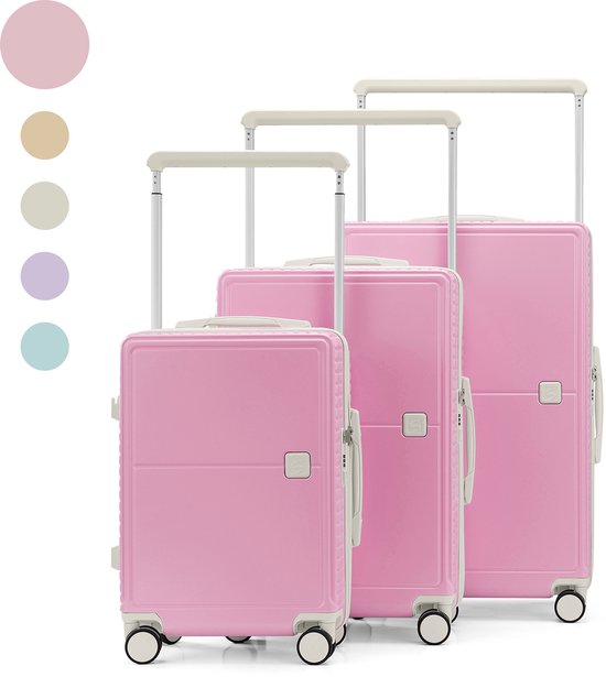 Skycases City Walker - 3-teiliges Kofferset | Leicht & Langlebig | 20, 24 & 28 Zoll | 360° Spinner-Räder | TSA-Schloss | Inklusive Schutzhüllen - Pink