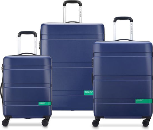 Delsey Paris x United Colors of Benetton - Now Kofferset - 3-teilig - Handgepäck 34L + aufgegebenes Gepäck 65L und 93L - Blau