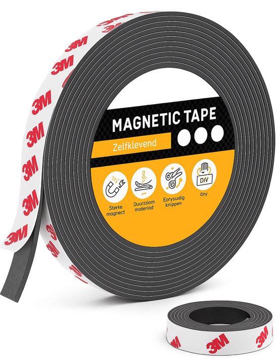 Selbstklebender Magnetstreifen - 12m - 1cm breit - Magnetstreifen - Werkzeuge - Messer - Magnete - Magnetband - Magnetisch - Whiteboard - Klebeband schwarz