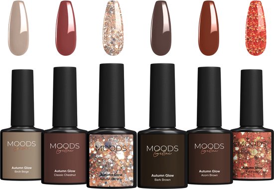 Moods Gellac 6-teiliges Set - Gel-Nagellack Starter Pack - Gel-Nagellack - 8ML - Autumn Glow - Gellac - Nägel - Chic Colours