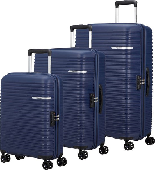 American Tourister Kofferset - 3-teiliges Liftoff Set - Handgepäck + M/L - Mitternachtsblau