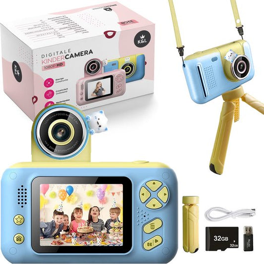 K&L Digitale Kinderkamera Kinder - Kinder Vlog Kamera - Kinderkameras Digital - Kameras Kinder - Kinderkamera - Blau