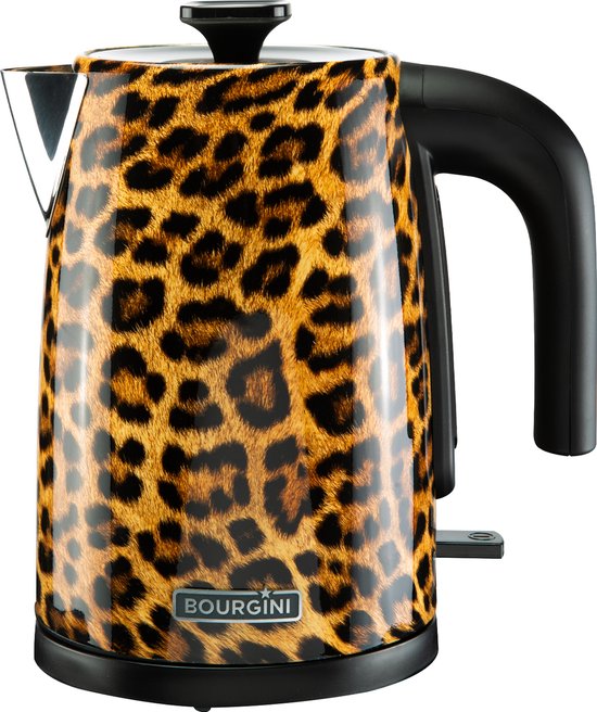 Bourgini Trendy Panther Kettle - Stilvoller Wasserkocher mit Panther-Print für moderne Küchen