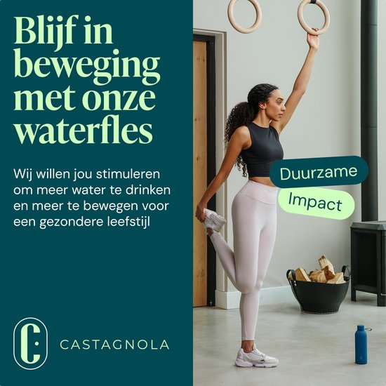 Castagnola Wasserflasche - Edelstahl-Trinkflasche 500 ML - Stahl-Thermosflasche - Trinkflaschen für Erwachsene - Doppelwandig - Hellblau