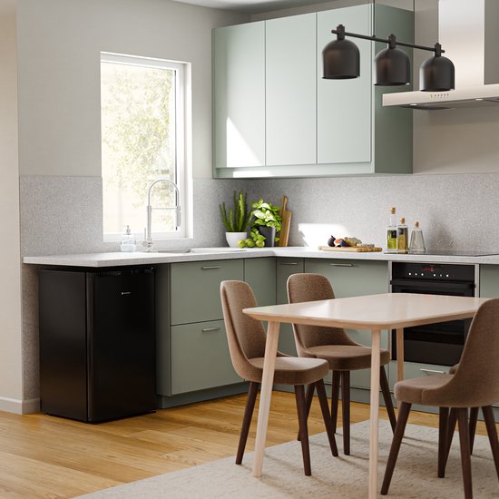 KitchenBrothers Kühlschrank - 88L - Eisfach - Tischplatte - Frigo - Freistehend - Schwarz