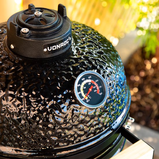 VONROC - BBQ - Kamado - 13" - Mit Schutzhaube, Tellereinleger & Sockel - Holzkohlegrill - Keramik
