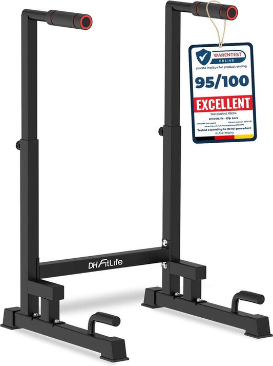 DH FitLife Dip Bars | Dip Stand Station | Power Station Fitnessgeräte für Zuhause | Parallettes Calisthenics Trainingsgeräte | Individuell einstellbare Höhe für Krafttraining