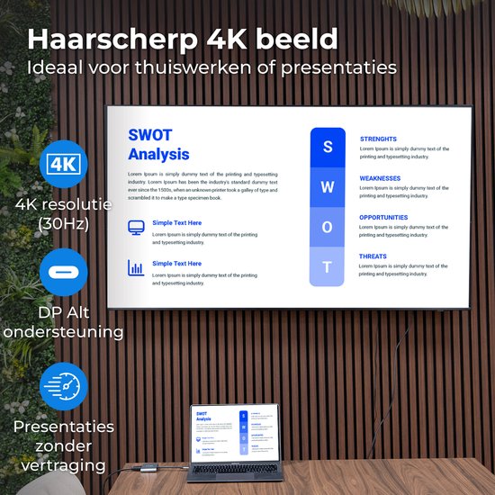 Nuvance USB C zu HDMI Adapter - USB C HDMI - USB Hub - UBS C zu USB A - 4K HDMI Splitter - PD100W Laptop Aufladung