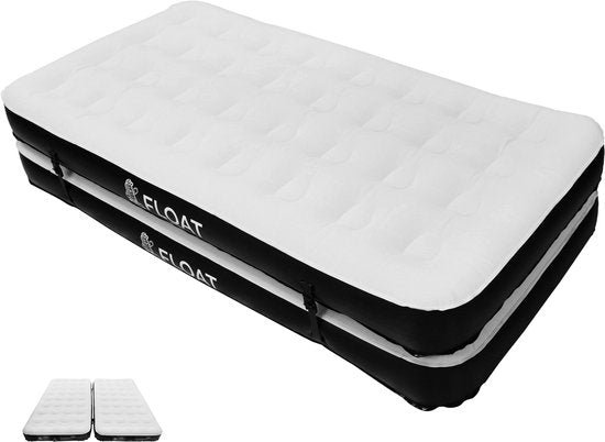 FLOAT Gemina - 3in1 Luftbett mit elektrischer Pumpe - 190x99x20 cm - Feste Luftmatratze - Leichtgewicht für Camping - Zwei 1-Personen-Luftbetten
