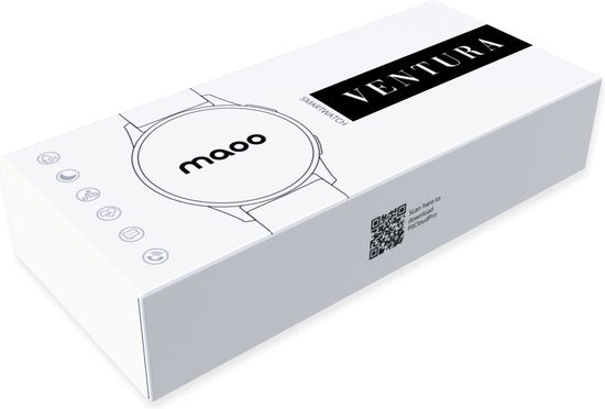 Maoo Ventura AMOLED Smartwatch - Damen - Edelstahl und 3x Silikonband - Schrittzähler - Herzfrequenzmesser - Schlafüberwachung - Multisport - Für Android und iOS - Schwarz