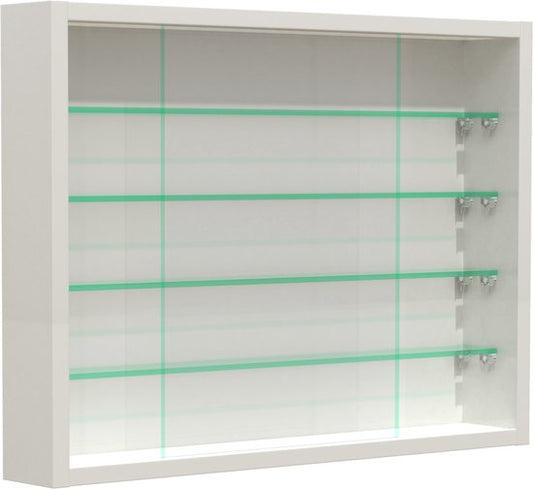 Vitrine stehend Hängevitrine - Glasböden 50 cm breit x 4,5 tief - Schiebetüren
