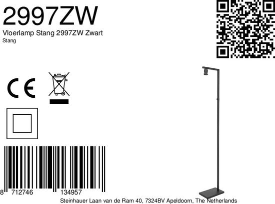 Steinhauer Stehleuchte Stang - schwarz - Metall - 2997ZW