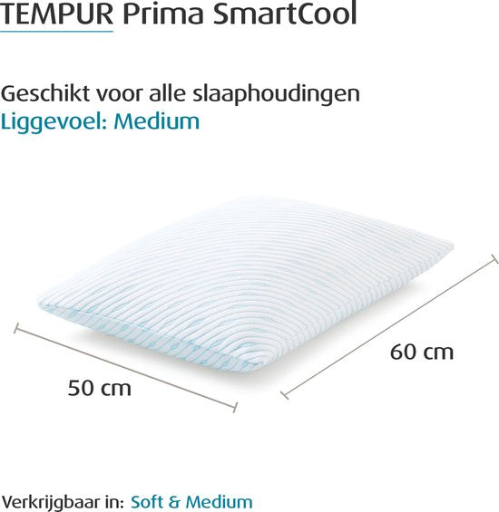 TEMPUR Prima SmartCool Kissen Medium - 2er-Set - 60 x 50 cm - SmartCool Technologie - Weiß